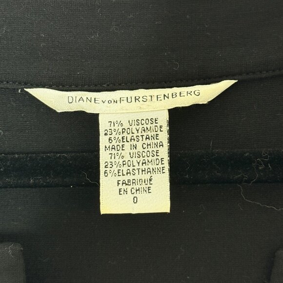 Diane von Furstenberg DVF Black Indy Dress Long Sleeve Bodycon V-Neck Jersey 0 - Picture 4 of 7